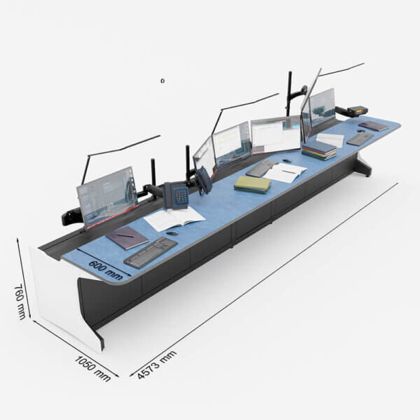 Диспетчерский стол для трех операторов с увеличенным техническим отсеком TS-RDM-PG6-KBT