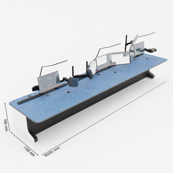 Диспетчерский стол с электрорегулировкой столешниц для трех операторов TS-RDM-PG7-KBT