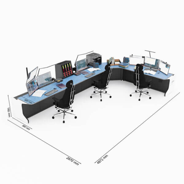 Г-образный диспетчерский стол для трех операторов TS-RDM-PG58-KBT