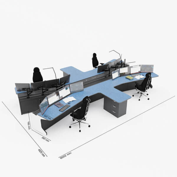 Х-образный диспетчерский стол для четырех операторов TS-RDM-PG59-KBT