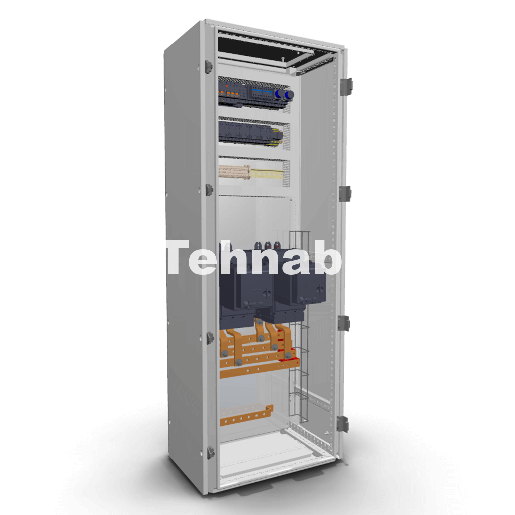 Общий вид шкафа автоматического ввода резерва МБА-Ш8310 одностороннего обслуживания с АВ в литом корпусе 100-250 А