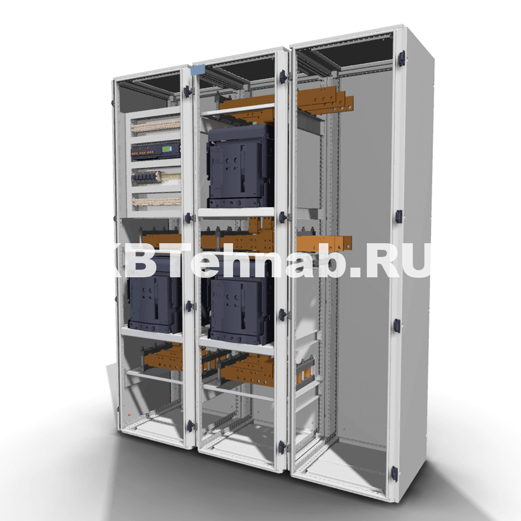 Общий вид шкафов автоматического ввода резерва МБА-Ш8330 одностороннего обслуживания с воздушными АВ 1000 – 2500 А